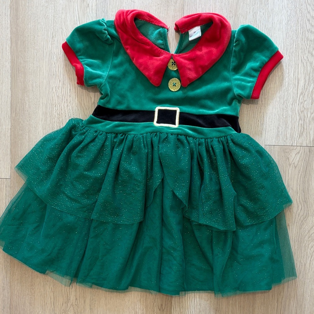 5T Green & Red Elf Costume Dress